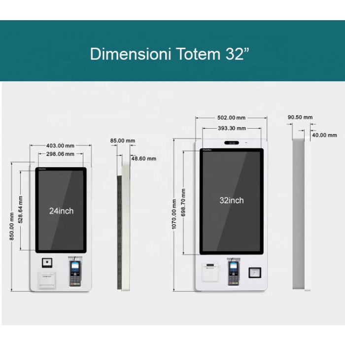 Totem Kiosk Self Order 32 Touchscreen Windows 10 Pro Totem Pizzerie